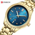CURREN 9010 Watch Women Casual Fashion Quartz Wristwatches Ladies Gift Crystal Design relogio feminino gold blue